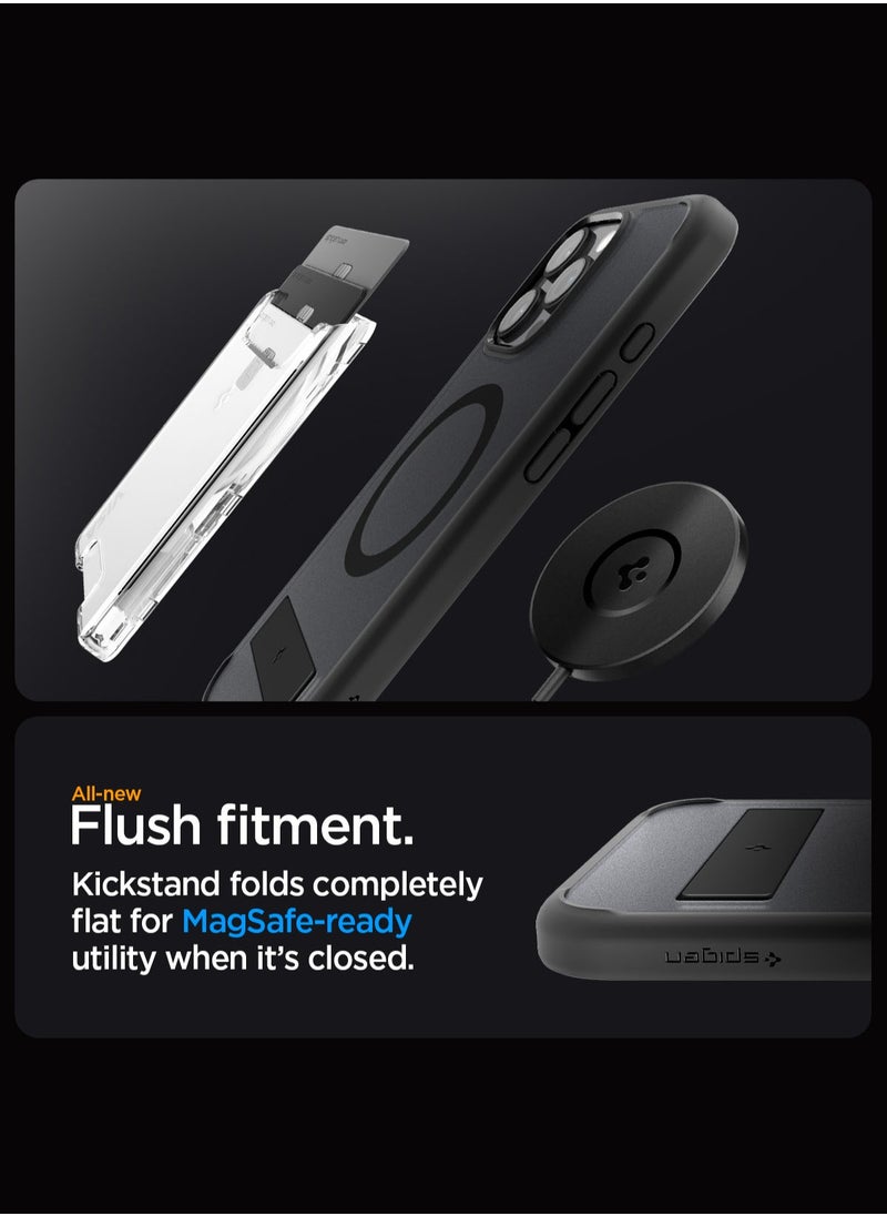 Spigen غطاء حالة Ultra Hybrid S MagFit لهاتف iPhone 16 Pro MAX مع ميزة MagSafe وقاعدة - أسود فوتس  - Image 4