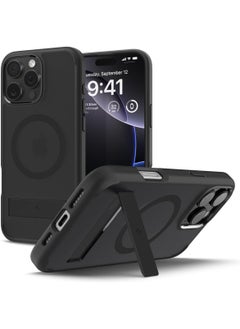 Spigen غطاء حالة Ultra Hybrid S MagFit لهاتف iPhone 16 Pro MAX مع ميزة MagSafe وقاعدة - أسود فوتس  - Image 1