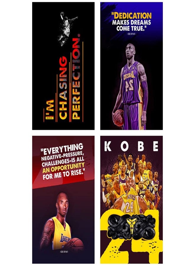 SWASUM Kobe Bryant Wall Posters and Inspirational, Motivational Quotes,(Soccer, Basketball, Sports Poster) for Office, Home and gym, Pack of 04 Paper Print (18 inch X 12 inch), Rolled - Image 1