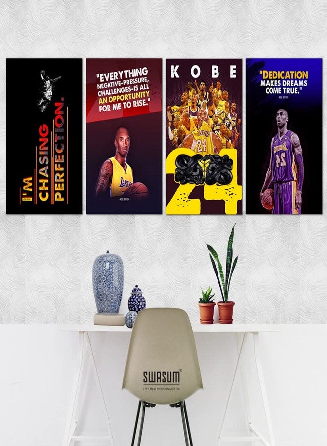 SWASUM Kobe Bryant Wall Posters and Inspirational, Motivational Quotes,(Soccer, Basketball, Sports Poster) for Office, Home and gym, Pack of 04 Paper Print (18 inch X 12 inch), Rolled - Image 2