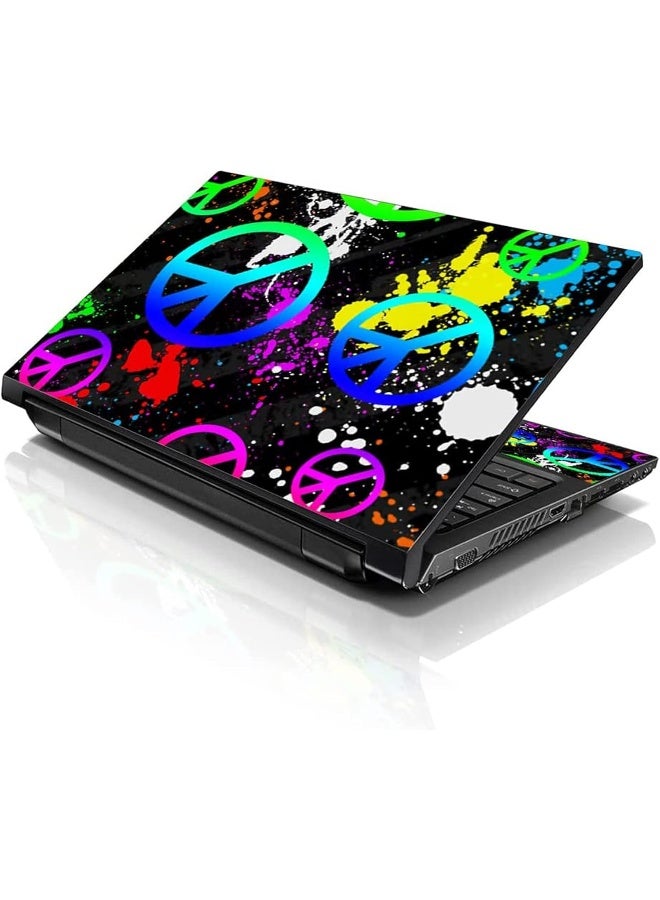 LSS 15 15.6 inch Laptop Notebook Skin Sticker Cover Art Decal Fits 13.3" 14" 15.6" 16" HP Dell Lenovo Apple Asus Acer Compaq (Free 2 Wrist Pad Included) Peace Signs - Image 1