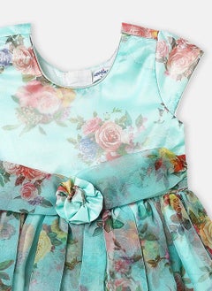Nautinati Nautinati Girls' Organza Satin Floral Print Knee Length Party Dress  - Image 3