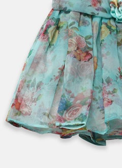 Nautinati Nautinati Girls' Organza Satin Floral Print Knee Length Party Dress  - Image 4