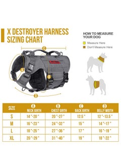 OneTigris OneTigris Large Tactical Dog Harness, No Pulling Adjustable Dog Vest Harness, Heavy Duty Dog Harness with Handle, Large Hook and Loop Panels for Patch(Grey,S)  - Image 2