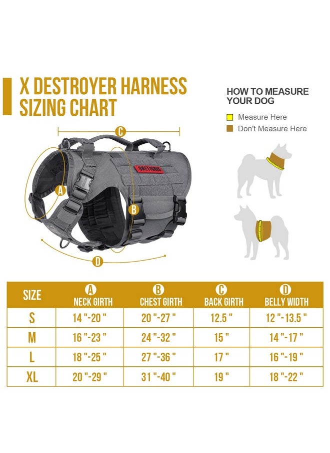 OneTigris - OneTigris Large Tactical Dog Harness, No Pulling Adjustable Dog Vest Harness, Heavy Duty Dog Harness with Handle, Large Hook and Loop Panels for Patch(Grey,S) - Image 1
