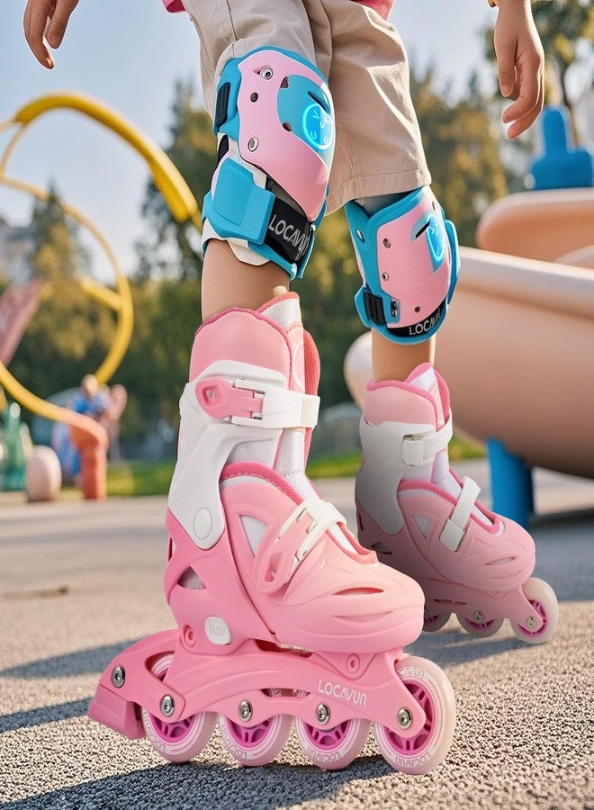 LOCAVUN Inline Skates for Girls and Kids, Roller Skates Blades with 4 Size Adjustable Light up Wheels for Kids Girls Beginner Ages 4-8 5-8 6-12 8-12 Indoor Outdoor(Pink, Small - (US 9C-12C)) - Image 4