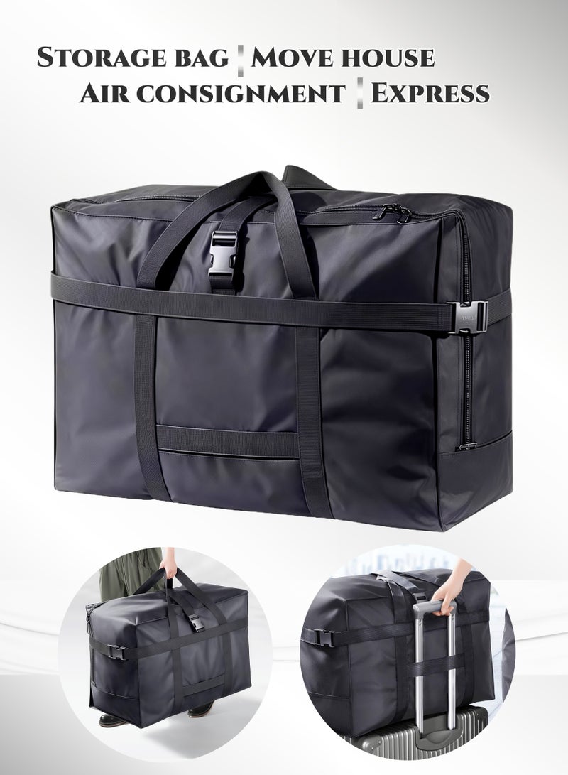 حقيبة تخزين أقمشة أكسفورد شديدة التحمل سعة 120 لترا ، مقاومة للماء ، حقيبة تخزين ، حقائب نقل ،كيس سفر، سميكة للغاية مع مقابض قوية ، سعة كبيرة 50 كجم للسفر ، نقل المنزل وتخزين الملابس ، الأمتعة المسجلة - Image 1
