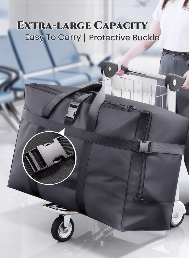 حقيبة تخزين أقمشة أكسفورد شديدة التحمل سعة 120 لترا ، مقاومة للماء ، حقيبة تخزين ، حقائب نقل ،كيس سفر، سميكة للغاية مع مقابض قوية ، سعة كبيرة 50 كجم للسفر ، نقل المنزل وتخزين الملابس ، الأمتعة المسجلة - Image 4