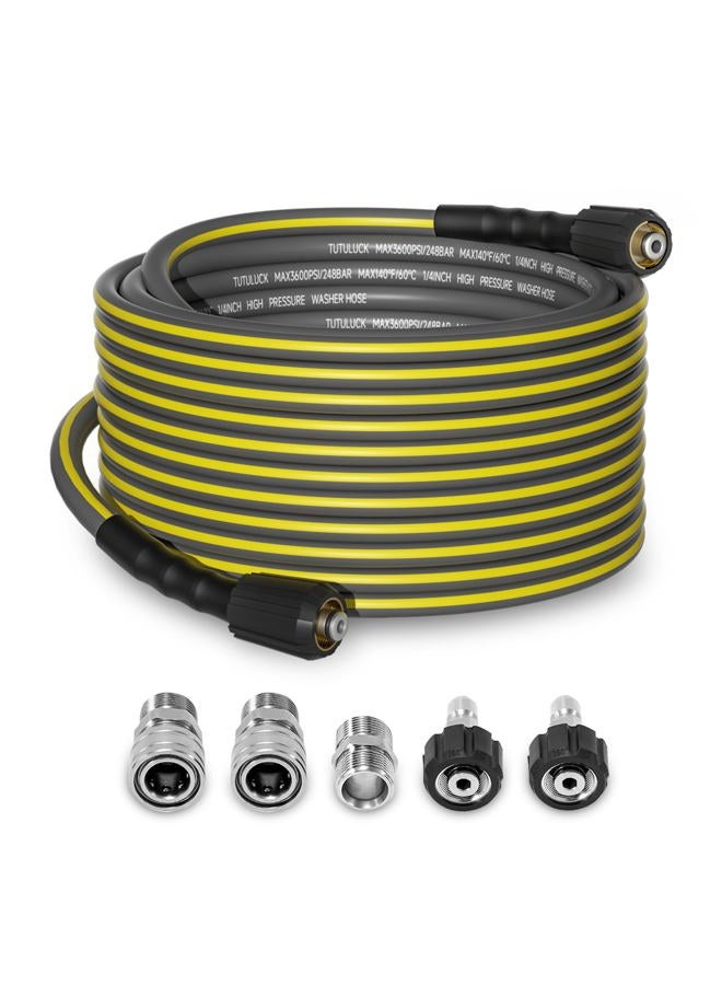 TUTULUCK Flexible Pressure Washer Hose 50FT, 1/4'' Kink Resistant 3600 PSI Power Washer Hose Replacement for Gas and Electric Pressure Washers - Image 1