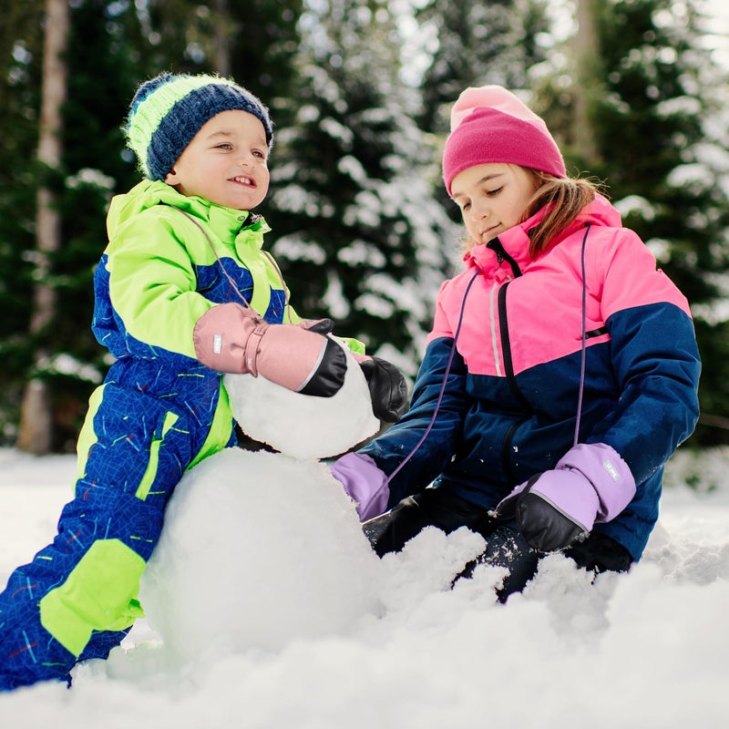 MCTi Kids Mittens Waterproof Winter Ski Warm Sherpa Lined Long Cuff with String - Image 5
