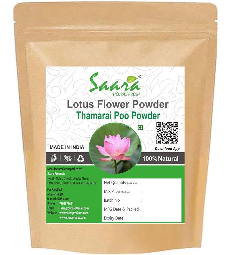 Saara HERBAL FRESH Saara HERBAL FRESH Lotus Flower Powder Pink 70g Thamarai Poo Kamal Powder For Face Skin and Hair Pack of 1 x 70g  - Image 5