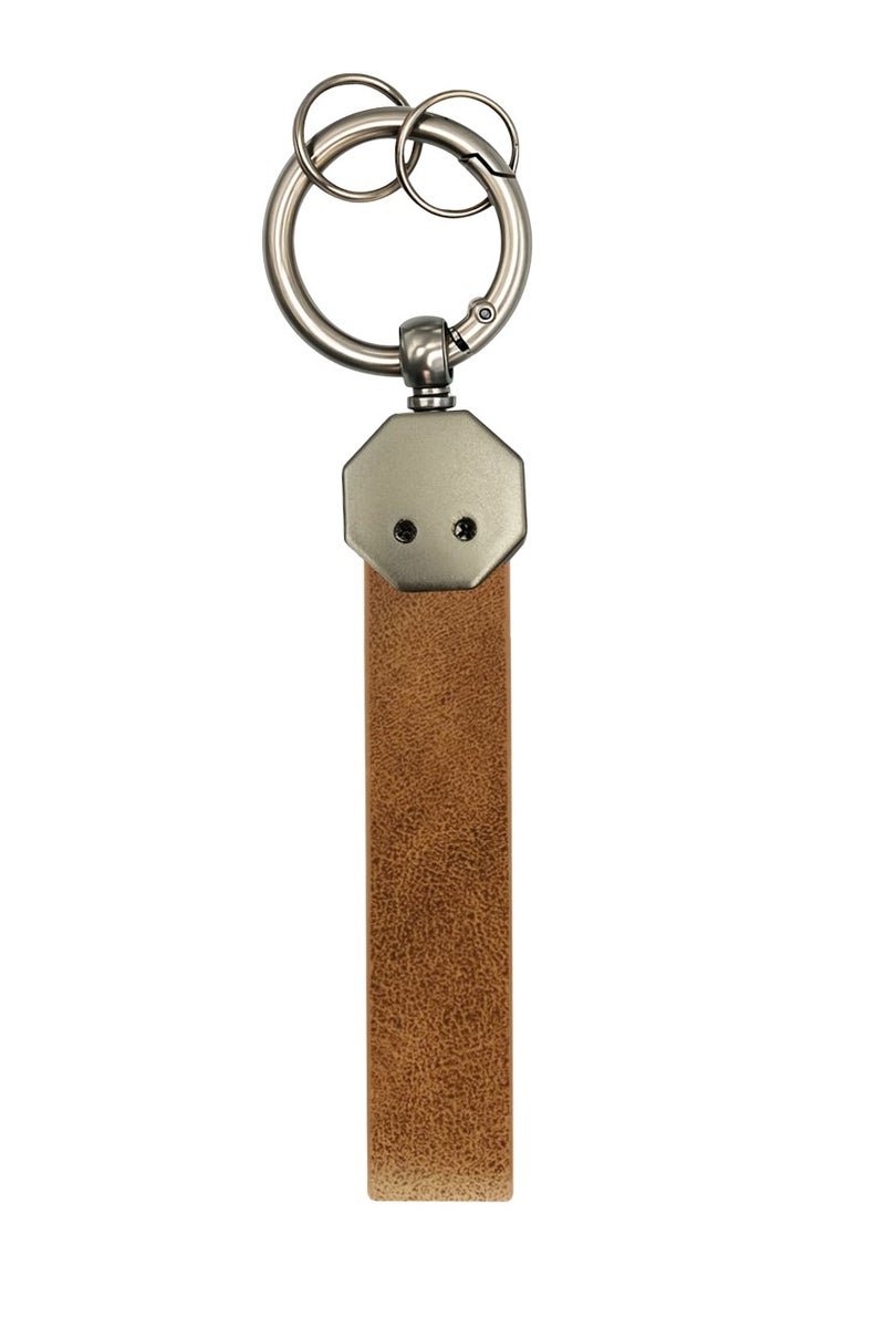 Suzuki Suzuki Leather Keychain 12.5cm x 1.5cm with 360° Rotating Metal Ring, Double Screw Fixing, Durable Brown Leather Strap, Portable Spring Ring, Key Holder for Car, House Keys, and Accessories, Stylish Key Organizer with Suzuki Logo  - Image 2