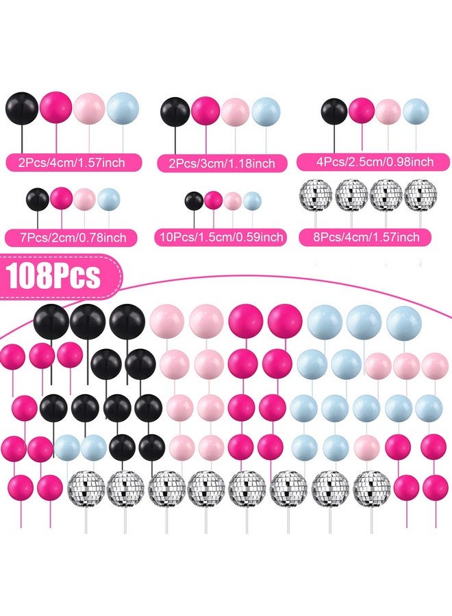 Tondiamo 108 قطعة كرات تزيين الكعك إدخال كب كيك كرات فوم للخبز الزفاف الذكرى السنوية عيد الميلاد (ألوان أنيقة، أحجام متعددة) - Image 3