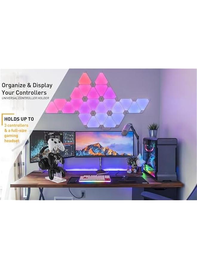 HOOKOR Universal 3 Tier Controller Holder and Headset Stand for PS4 PS5 Xbox ONE Switch, Controller Stand Gaming Accessories, Build Your Game Fortresses (Clear) - Image 2