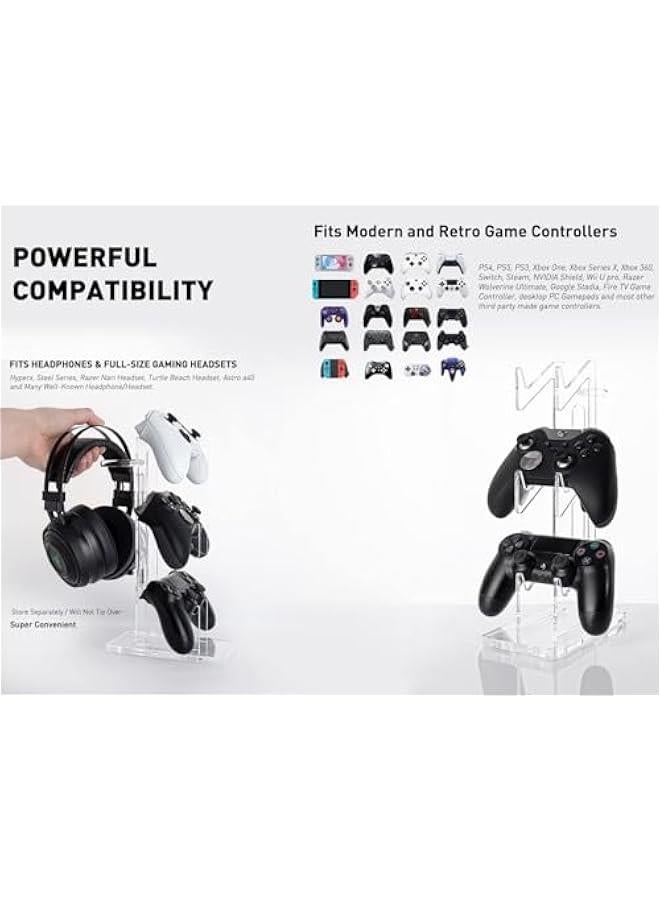 HOOKOR Universal 3 Tier Controller Holder and Headset Stand for PS4 PS5 Xbox ONE Switch, Controller Stand Gaming Accessories, Build Your Game Fortresses (Clear) - Image 4