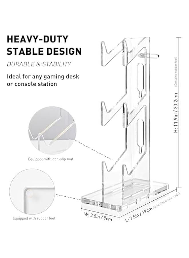 HOOKOR Universal 3 Tier Controller Holder and Headset Stand for PS4 PS5 Xbox ONE Switch, Controller Stand Gaming Accessories, Build Your Game Fortresses (Clear) - Image 5
