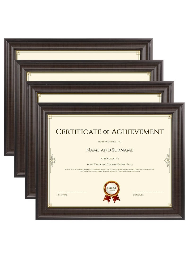Memory Island Memory Island Document Diploma Picture Frames 85x11Brown Wood Grain4 Pack 