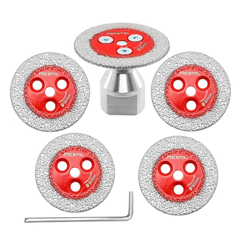 FOCSTOL Mini Diamond Engraving Saw Blade - FOCSTOL 5pcs 2 Inch(50mm) Cutting Disc with 1pc 5/8''-11 Thread Flange for Marble Granite Artificial Stone Porcelain Tile Ceramic - Image 1