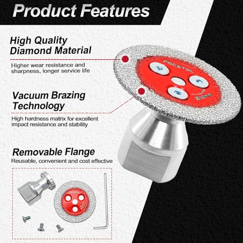 FOCSTOL Mini Diamond Engraving Saw Blade - FOCSTOL 5pcs 2 Inch(50mm) Cutting Disc with 1pc 5/8''-11 Thread Flange for Marble Granite Artificial Stone Porcelain Tile Ceramic - Image 5