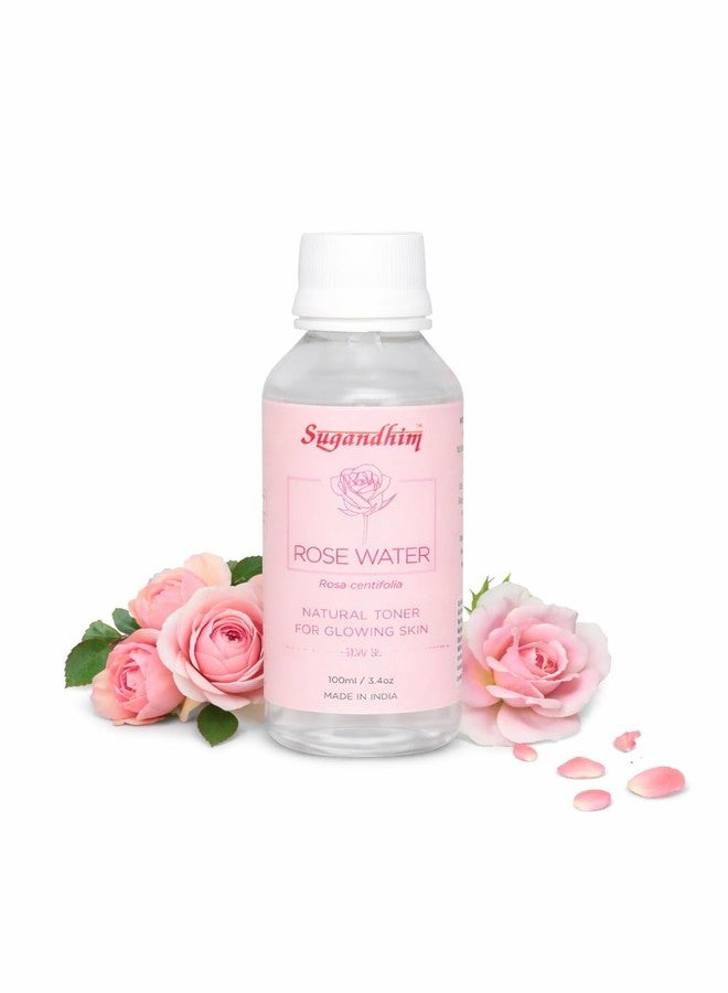 Sugandhim Rose Water Refill 100ml, Natural Distilled Hydrating Face & Skin Toner for Oil Control & Cleansing, Gulab Jal Mist, Astringent Makeup Remover for Tightening Pores, Balances pH all Skin Types - Image 1