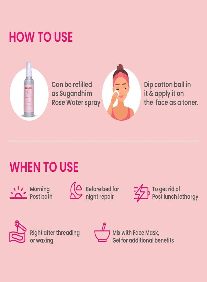 Sugandhim Rose Water Refill 100ml, Natural Distilled Hydrating Face & Skin Toner for Oil Control & Cleansing, Gulab Jal Mist, Astringent Makeup Remover for Tightening Pores, Balances pH all Skin Types - Image 3