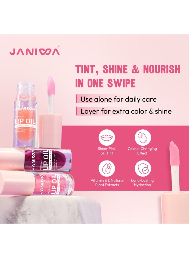 JANIWA Hydrating Lip Oil Gloss with Sweet Cherry Seed Olive Oil and Vitamin E Lightweight Non Sticky Lip Care for Daily Use Cherry Glass - Image 3