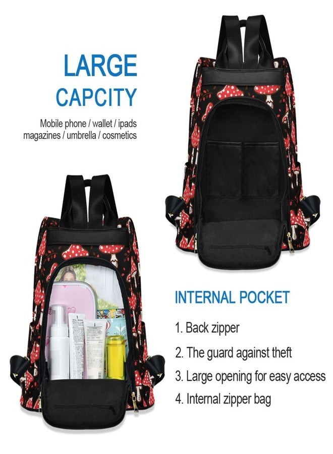 Fustylead Amazing Amanita Red Mushroom Women Backpack Purse Anti-theft Travel Backpack Fashion Shoulder Handbag - Image 5