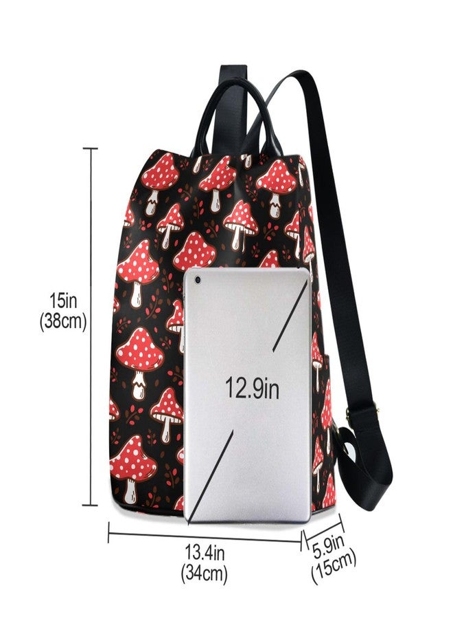 Fustylead Amazing Amanita Red Mushroom Women Backpack Purse Anti-theft Travel Backpack Fashion Shoulder Handbag - Image 3