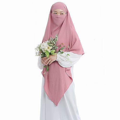khalat Dubai Womens Instant Long Pink 2 Layers Soft Breathable Hijab - Image 3