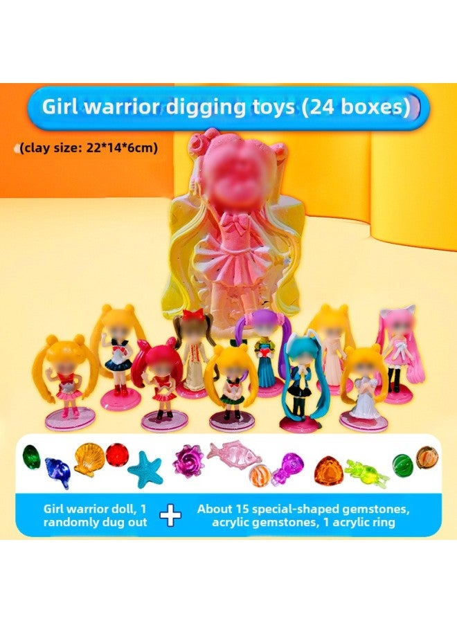 Children's Archaeological Excavation Toys Boys And Girls Explore Ore Gem Treasure Hunting Blind Box Handmade Diy Beating Blind Stone-Color:Large-beautiful Girl (1 Random Doll 1 Ring 2 Special-shaped Stones 10 Special-shaped Acrylic Gems)  - Image 1