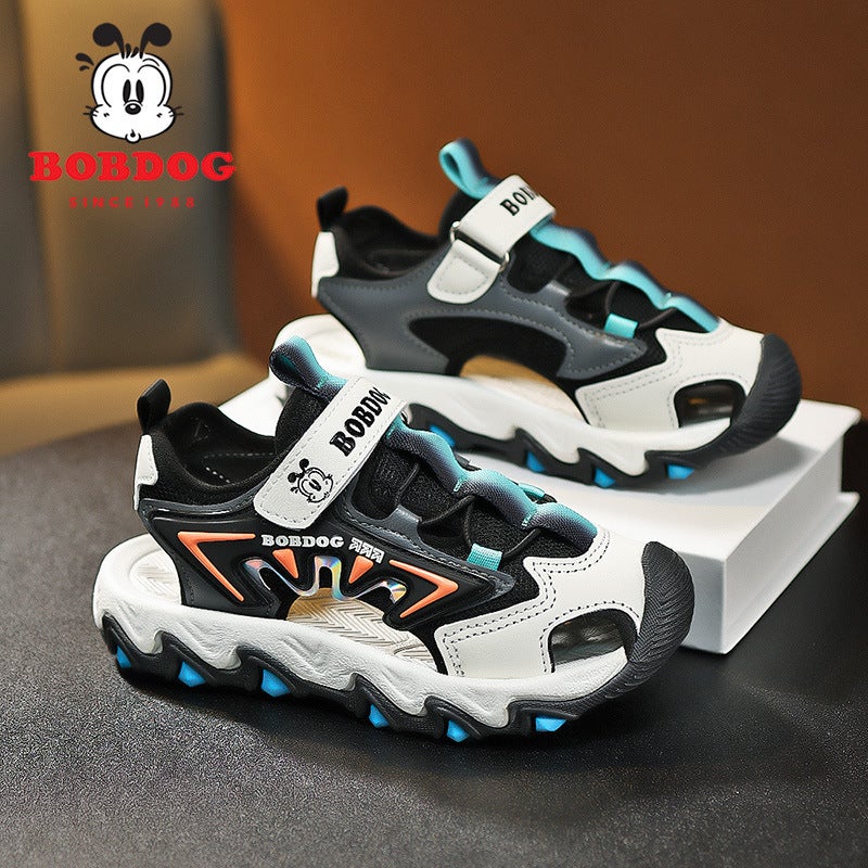 Babu Bean Boys Sandals Summer Boys Middle And Big Children Non-Slip Soft Bottom Baotou Beach Shoes Sandals - Image 2
