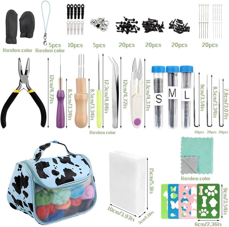 JUPEAN 228 Pcs Needle Felting Kit Wool Felting Tools for Beginner 50 Colors Wool Roving Starter Felting Kit with Felting Needles Foam Mat Needle Felting Supplies Storage Bag for DIY Craft Making - Image 2