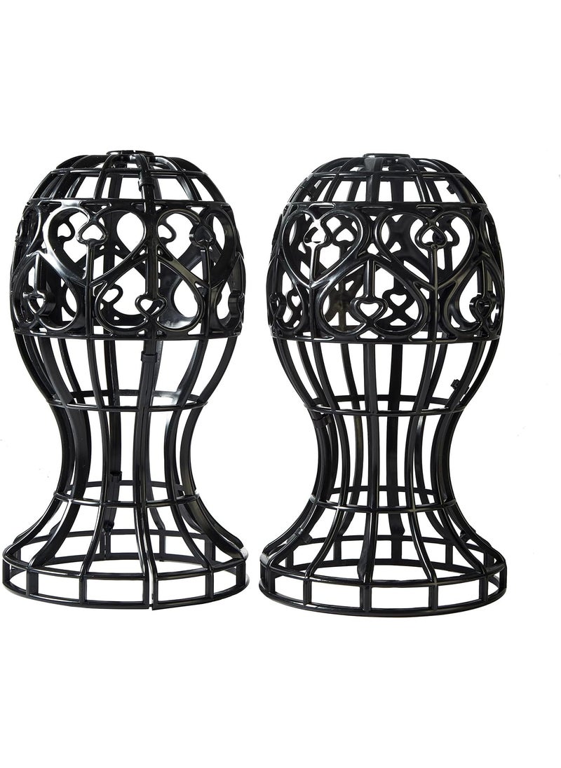MoyRetty - MoyRetty 2 Pack Wig Stand Plastic HeadShaped Cutout Design Human Hair Pre Plucked wig stand for Long Short Hair Suitable for use at Home or Salons and Various Settings Black - Image 1