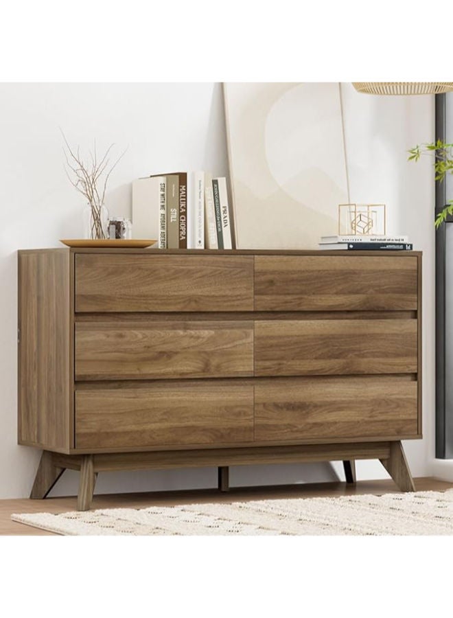 Generic Artiss 6-Drawer Oak Tallboy Chest of Drawers – Spacious Storage Cabinet for Bedroom & Living Room in Rich Walnut Finish  - Image 1