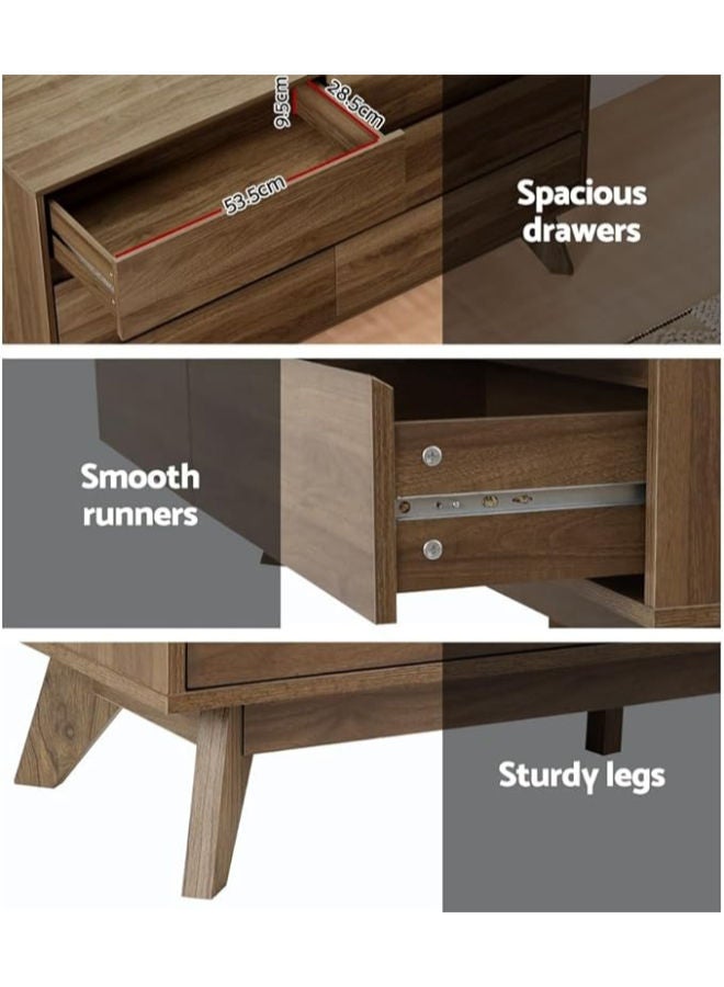 Generic Artiss 6-Drawer Oak Tallboy Chest of Drawers – Spacious Storage Cabinet for Bedroom & Living Room in Rich Walnut Finish  - Image 3