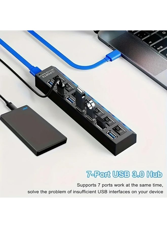 USB 3.0 محور منفذ سباعي مع مفتاح LED مستقل للكمبيوتر المحمول والكمبيوتر الشخصي وMac - Image 4