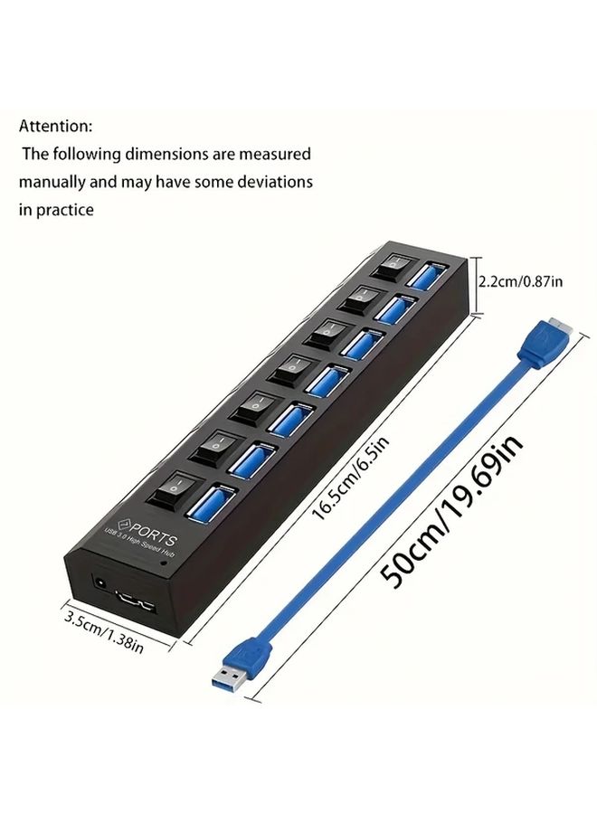 USB 3.0 محور منفذ سباعي مع مفتاح LED مستقل للكمبيوتر المحمول والكمبيوتر الشخصي وMac - Image 2