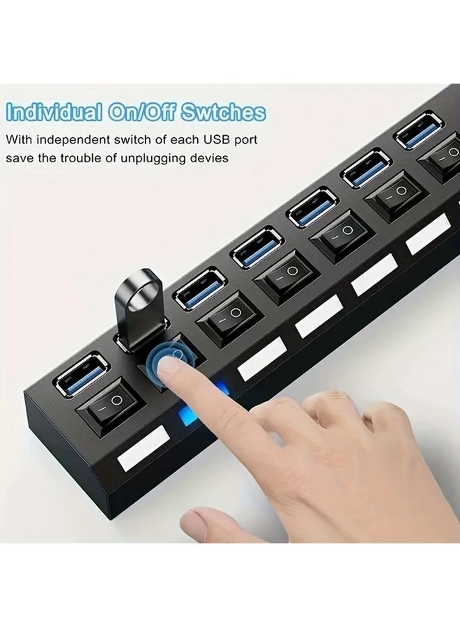 USB 3.0 محور منفذ سباعي مع مفتاح LED مستقل للكمبيوتر المحمول والكمبيوتر الشخصي وMac - Image 3