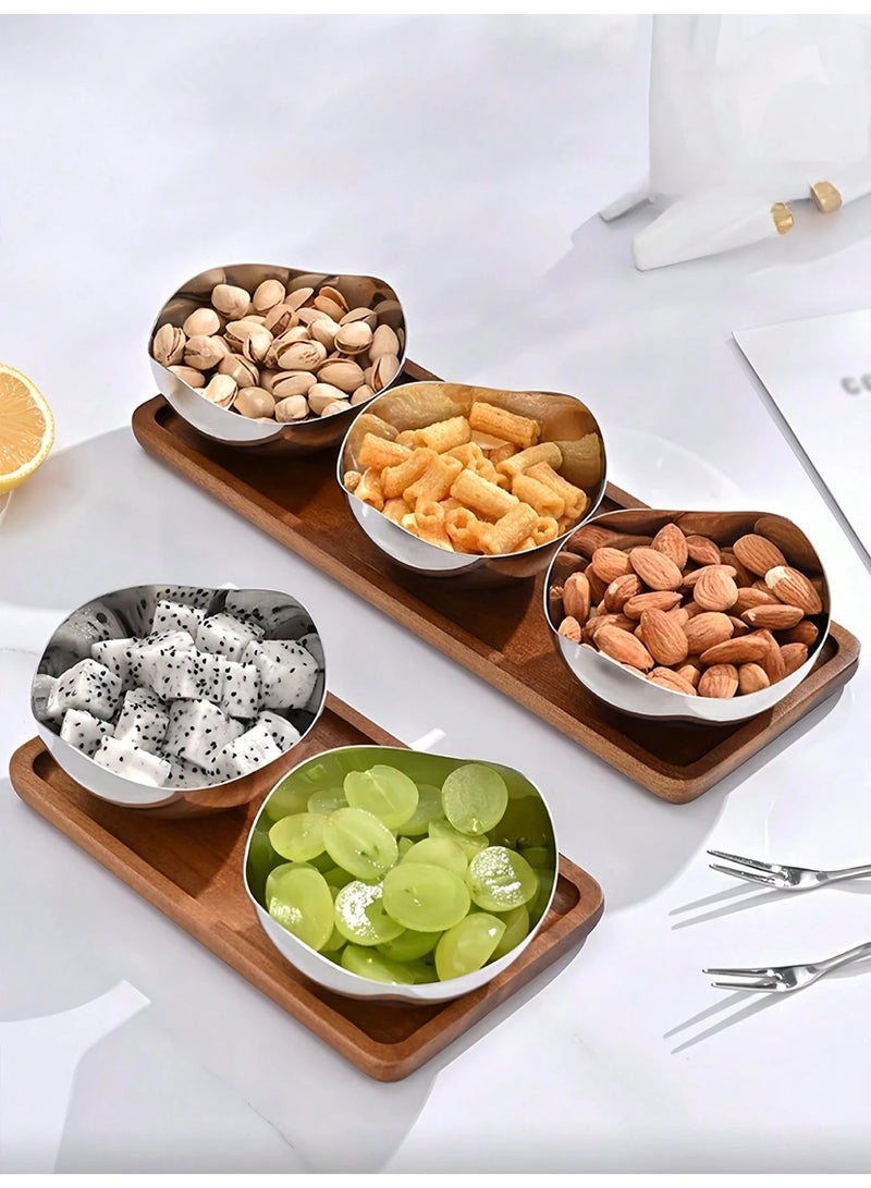 304 Stainless Steel Wave Serving Bowl Salad Fruit Bowl for Kitchen Counter Home Decorative Bowls for Veggies,Candy,Nut,Silver (8", Wave) - Image 1