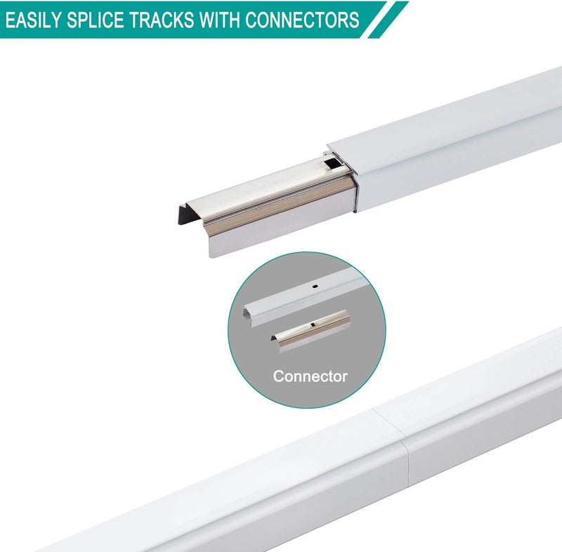 ChadMade Aluminum Ceiling Curtain Track Set with Hooks, 9ft - 12ft Adjustable Length Ceiling/Wall Mount Curtain Rail System For Grommet/Pleated Drape, RV Ceiling Track, White - Image 4