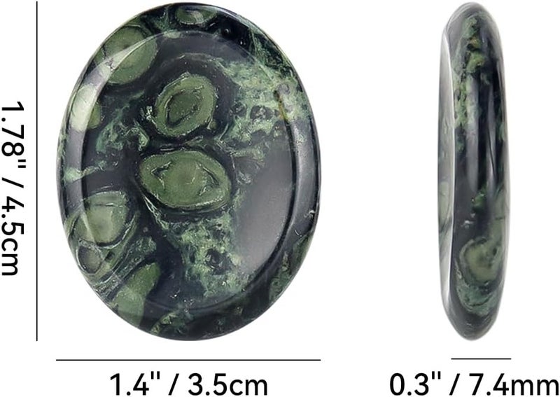 yuntop 2PCS Thumb Worry Stone Natural Chakra Crystals Healing Stones Energy Stone for Anxiety Stress Calm Stripe Meditation Kambaba Jasper - Image 4