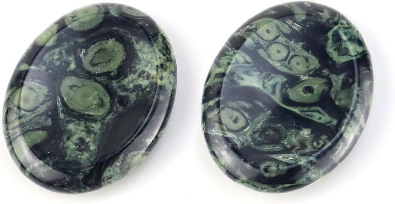 yuntop 2PCS Thumb Worry Stone Natural Chakra Crystals Healing Stones Energy Stone for Anxiety Stress Calm Stripe Meditation Kambaba Jasper - Image 1