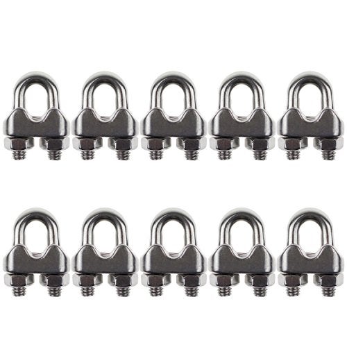 DYWISHKEY Pack of 10, 1/4 Inch M6 Stainless Steel Wire Rope Cable Clip Clamp - Image 1