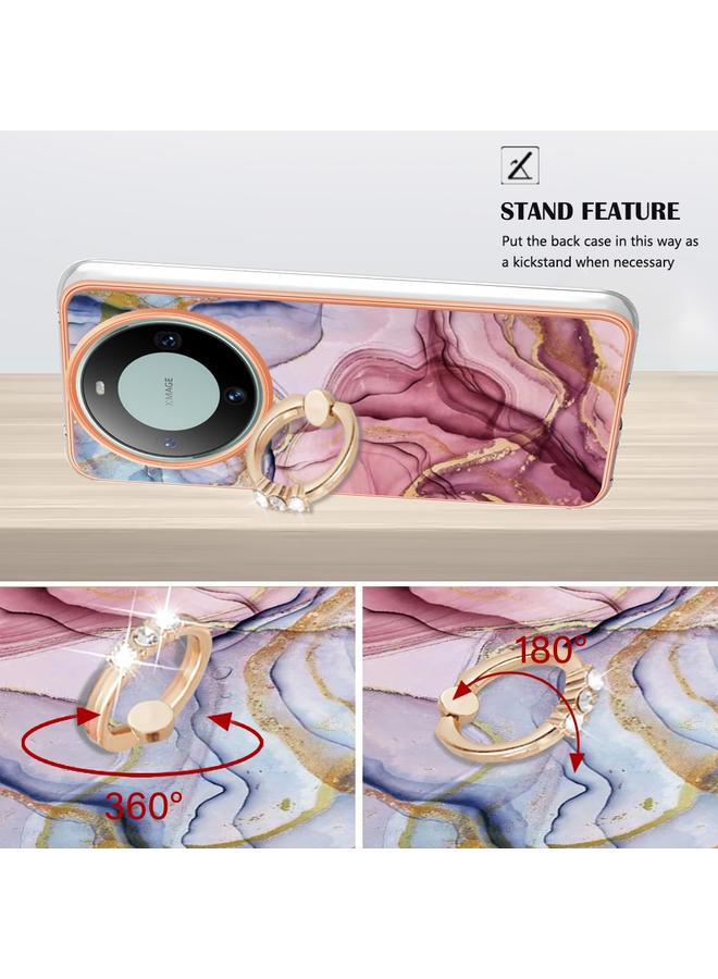 زبون جراب لهاتف Huawei Mate 60 Pro، جراب هاتف IMD مزدوج الجوانب مطلي بالرخام مع حلقة - Image 3