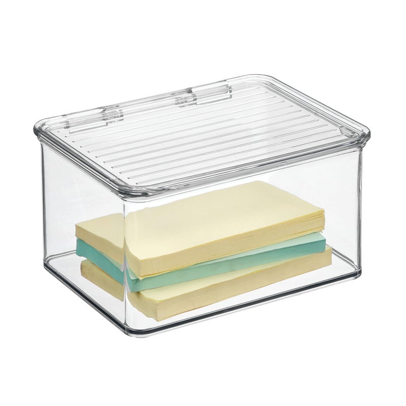 Kitchen Binz BPAFree Plastic Stackable Organizer Box with Lid  Clear Storage Container for Kitchen