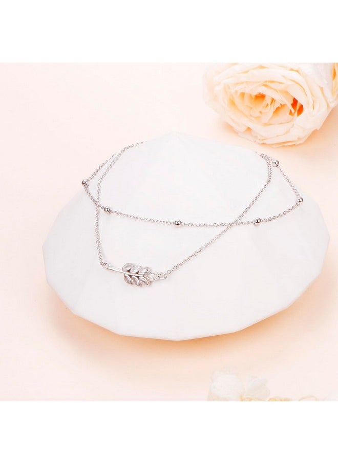 DAOCHONG Leaf Anklet For Women S925 Sterling Silver Adjustable Foot Multilayer Layered Plus Ankle Bracelet Beach Jewelry  - Image 3