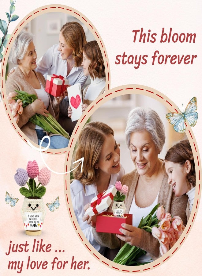 Lucagift Gifts for Mom from Daughter Son - Cute Mothers Day, Birthday Gifts for Moms, Mother, Mama - 5.51'' x 4.13'' Mother's Day Knitted Positive Tulip Flowers Mom Crochet Doll - Image 2
