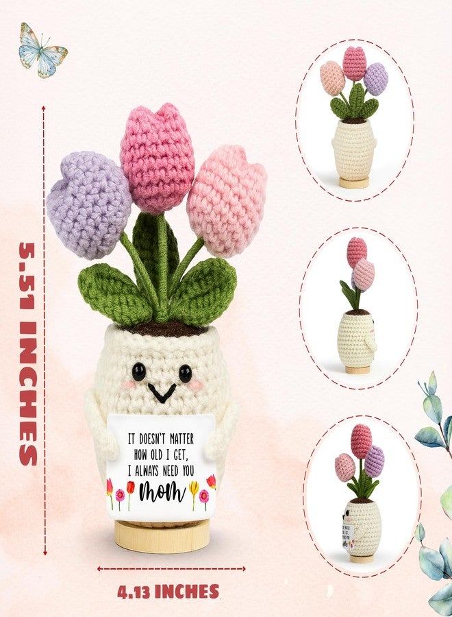 Lucagift Gifts for Mom from Daughter Son - Cute Mothers Day, Birthday Gifts for Moms, Mother, Mama - 5.51'' x 4.13'' Mother's Day Knitted Positive Tulip Flowers Mom Crochet Doll - Image 3