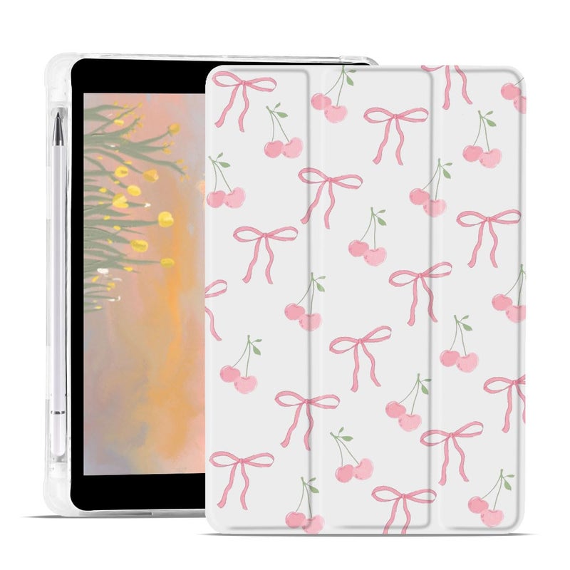 JOYLAND Cute Cherry Bowknot Case for iPad A16 11th Generation 2025 11iPad 10th Generation 2022 109 with Pencil Holder Aesthetic Bow Preppy Girly Cover Auto WakeSleep Foldable Shockproof Case - Image 2