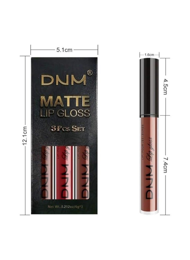 DNM 3Pcs Matte 24 hour Liquid Lipstick Sets Matte Dark Red Brown Permanent Stay on Lipstick Lip Set for Black Women Long Lasting 24 Hours Smudge Proof matte  larga duracion color 02 - Image 5